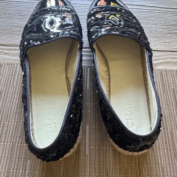 Chanel black sequin espadrilles - Picture 3 of 4